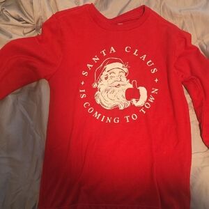 Holiday Time Red Santa Claus Long Sleeve Tee